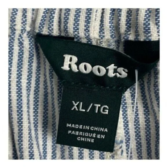 ROOTS WOMENS Coronet Blue Striped Pemberton Linen Blend Drawstring Shorts US XL - Picture 13 of 13